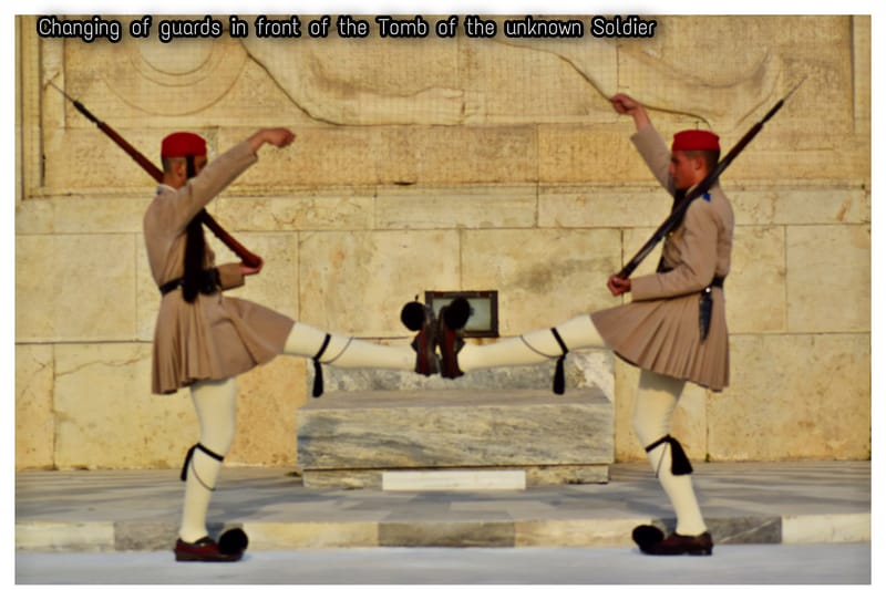 change of guards by the Evzones in Syntagma, Athens