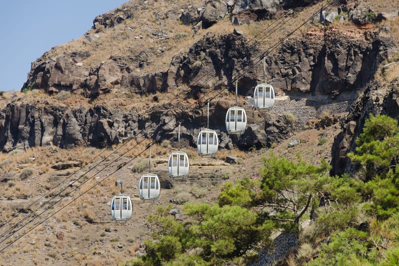 Cableway between Mesa Gialos harbour and Fira, Santorini, Greece