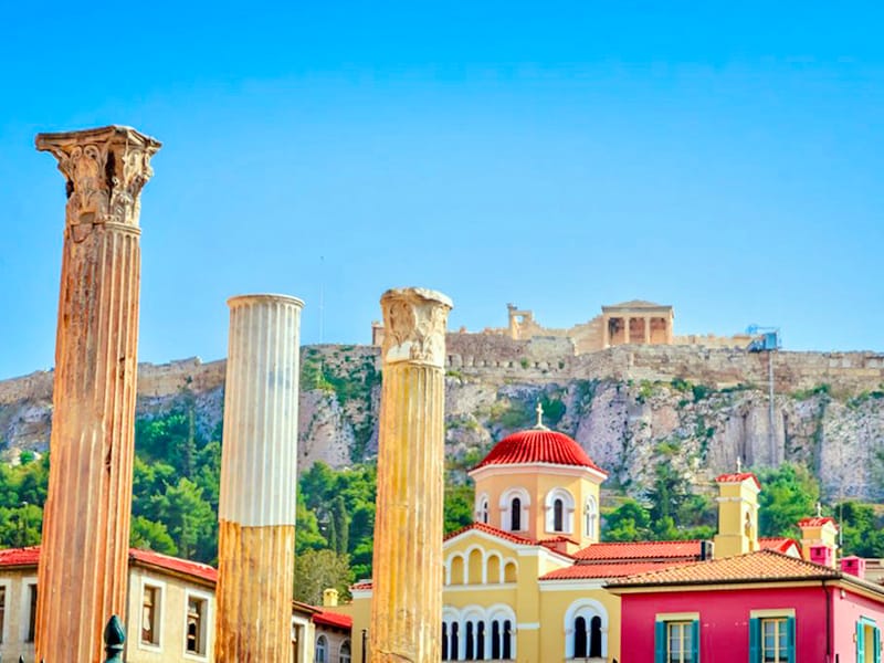 Columns of the Temple of Olympian Zeus with the Acropolis behind