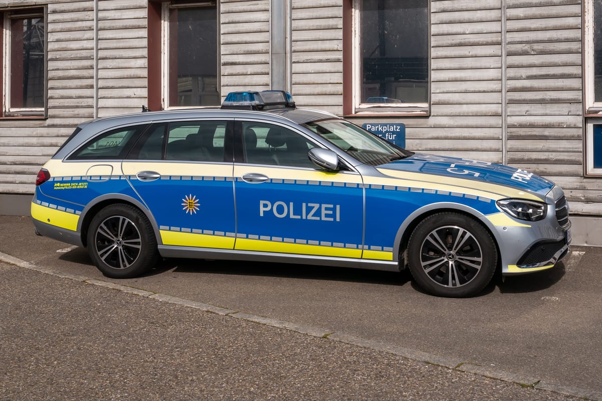 Police vehicle in the port of Friedrichshafen